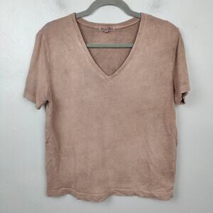 Alex Mill Elliott V Neck Tee Womens Large Recycled‎ Cotton Garment Dyed Tan